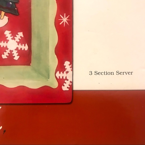 FITZ AND FLOYD Merry & Bright Three Section Server Santa Snowman Christmas Tree - Picture 3 of 5